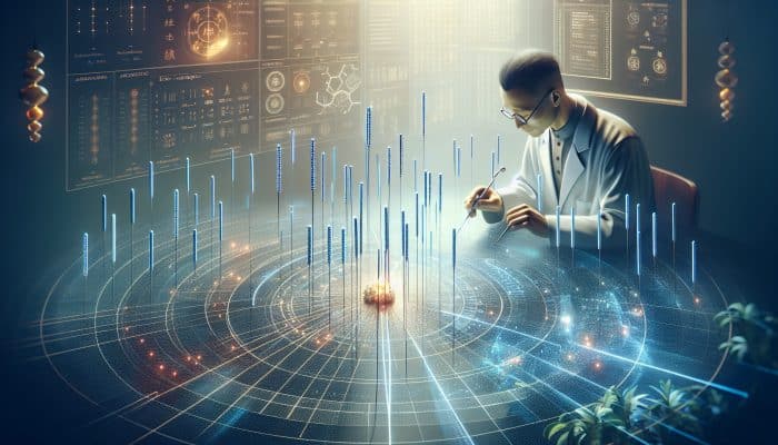 A serene acupuncture session targeting kidney and liver meridians with electro-acupuncture and moxibustion in a softly lit room.