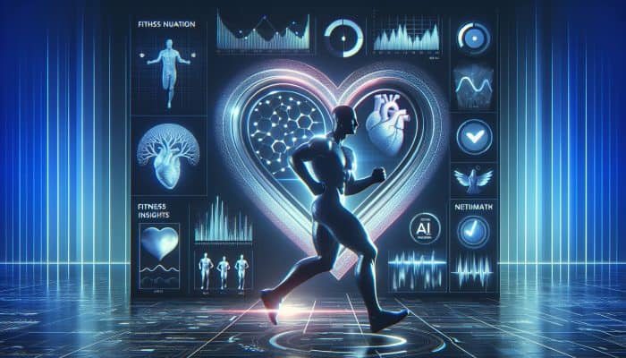 Ai Tools For Men’s Wellness: A futuristic dashboard showing personalized men's health metrics including fitness, nutrition, and mental well-being, with AI insights.